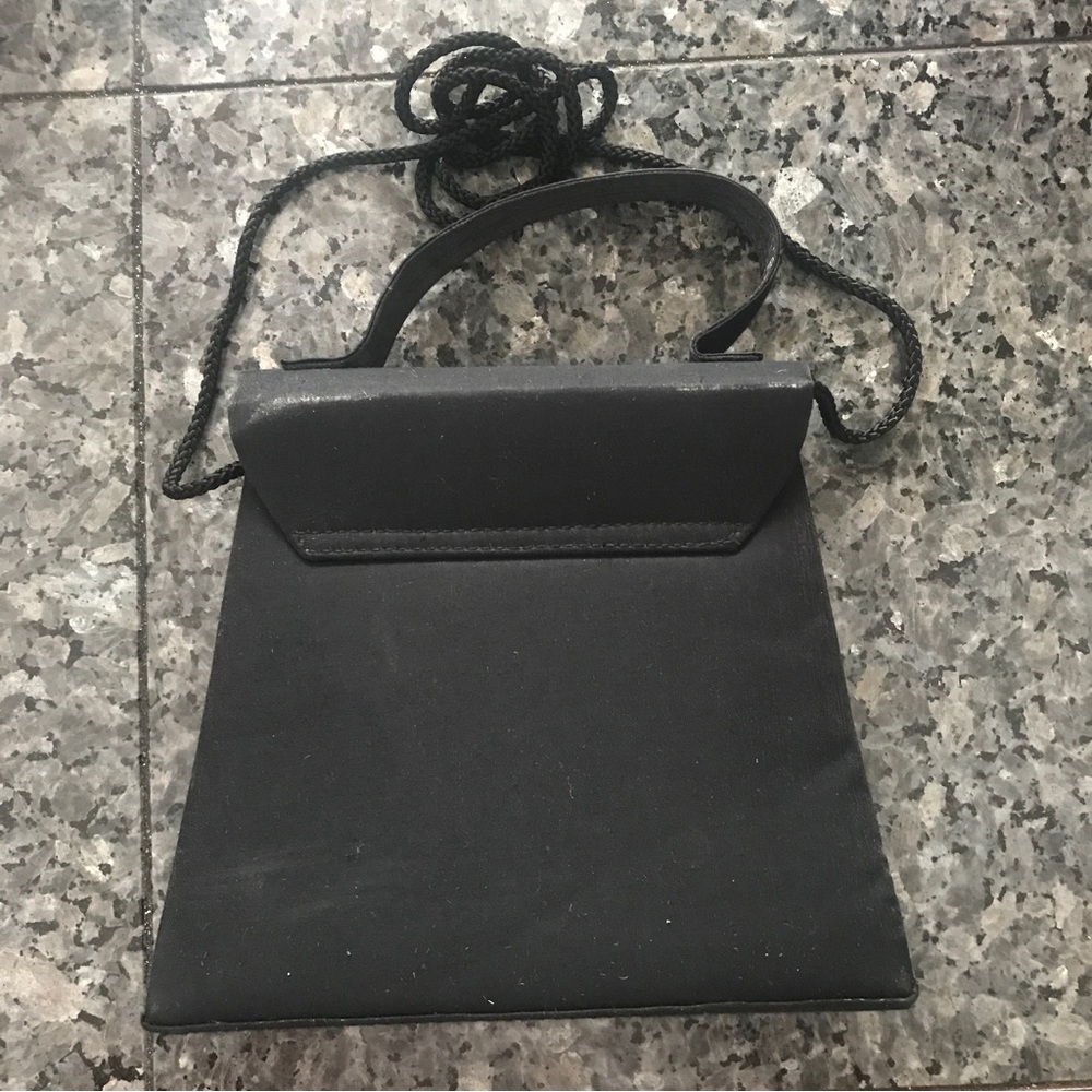 Vintage Black Satin Embellished Evening Bag Crossbody - Picture 4 of 7